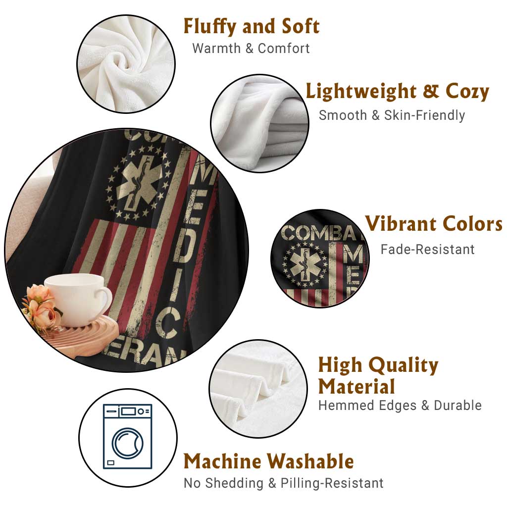 Combat Medic Veteran Throw Blanket Medical Military Vintage American Flag TS11 Print Your Wear