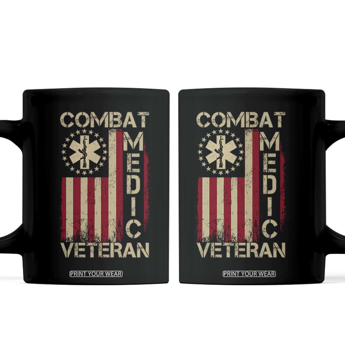 Combat Medic Veteran Coffee Mug Medical Military Vintage American Flag TS11 Black Print Your Wear