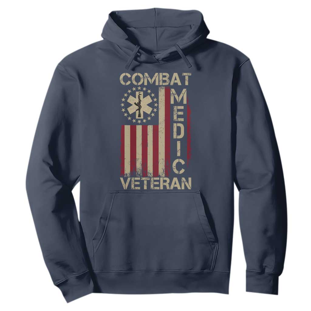 Combat Medic Veteran Hoodie Medical Military Vintage American Flag TS11 Navy Print Your Wear