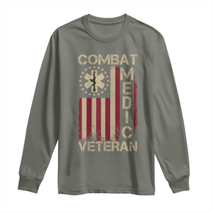 Combat Medic Veteran Long Sleeve Shirt Medical Military Vintage American Flag TS11 Military Green Print Your Wear