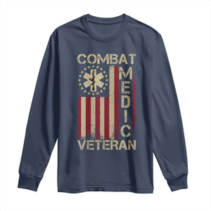 Combat Medic Veteran Long Sleeve Shirt Medical Military Vintage American Flag TS11 Navy Print Your Wear