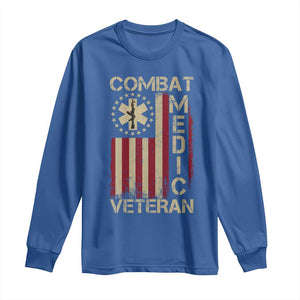 Combat Medic Veteran Long Sleeve Shirt Medical Military Vintage American Flag TS11 Royal Blue Print Your Wear