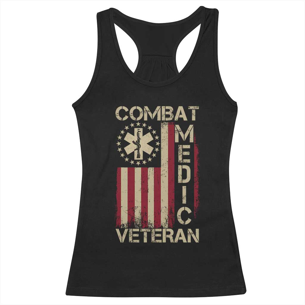 Combat Medic Veteran Racerback Tank Top Medical Military Vintage American Flag TS11 Black Print Your Wear