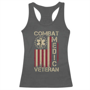 Combat Medic Veteran Racerback Tank Top Medical Military Vintage American Flag TS11 Dark Heather Print Your Wear
