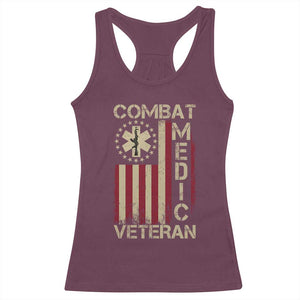 Combat Medic Veteran Racerback Tank Top Medical Military Vintage American Flag TS11 Maroon Print Your Wear