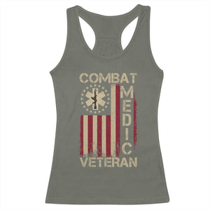 Combat Medic Veteran Racerback Tank Top Medical Military Vintage American Flag TS11 Military Green Print Your Wear