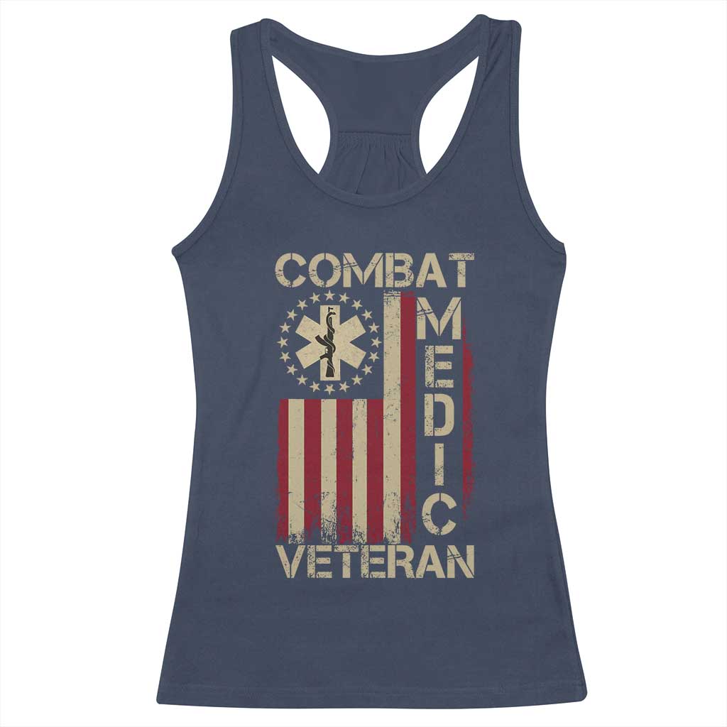 Combat Medic Veteran Racerback Tank Top Medical Military Vintage American Flag TS11 Navy Print Your Wear