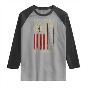 Combat Medic Veteran Raglan Shirt Medical Military Vintage American Flag TS11 Sport Gray Black Print Your Wear