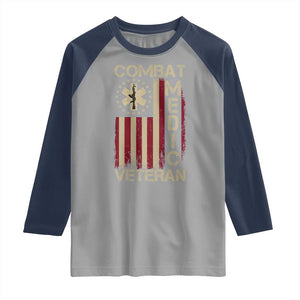 Combat Medic Veteran Raglan Shirt Medical Military Vintage American Flag TS11 Sport Gray Navy Print Your Wear