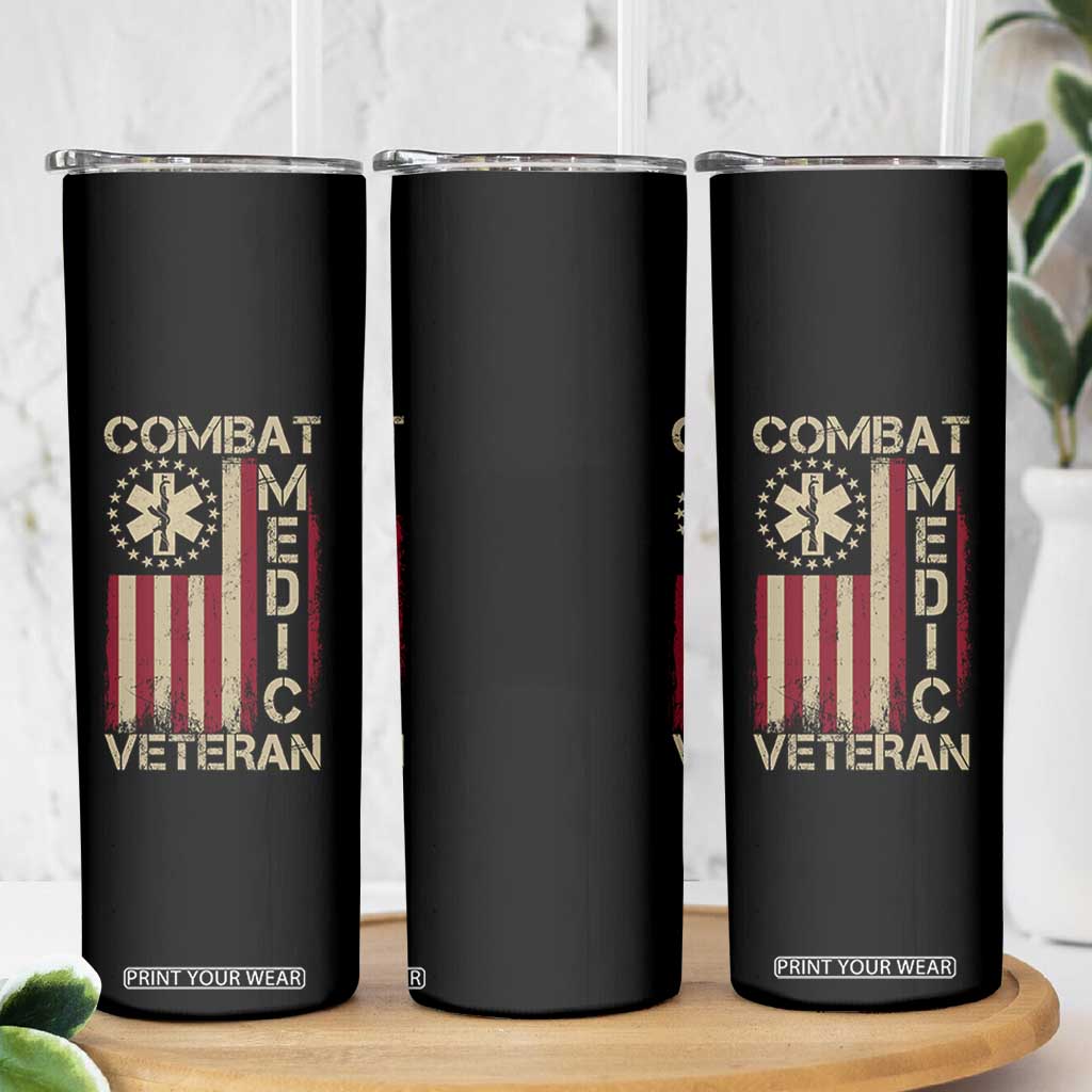 Combat Medic Veteran Skinny Tumbler Medical Military Vintage American Flag TS11 Print Your Wear