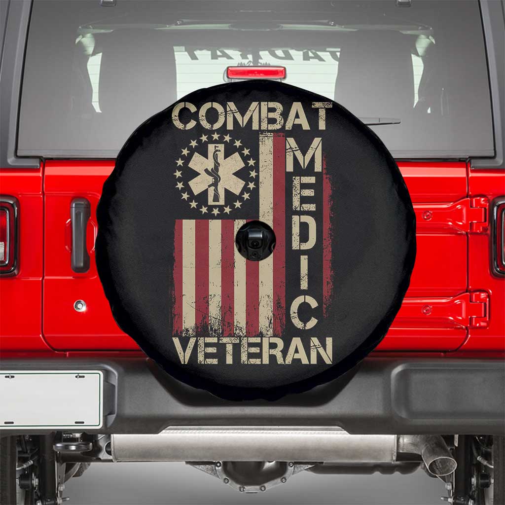 Combat Medic Veteran Spare Tire Cover Medical Military Vintage American Flag TS11 Black Print Your Wear
