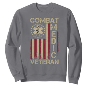Combat Medic Veteran Sweatshirt Medical Military Vintage American Flag TS11 Charcoal Print Your Wear