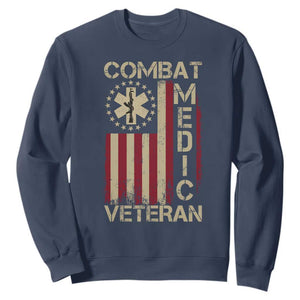 Combat Medic Veteran Sweatshirt Medical Military Vintage American Flag TS11 Navy Print Your Wear