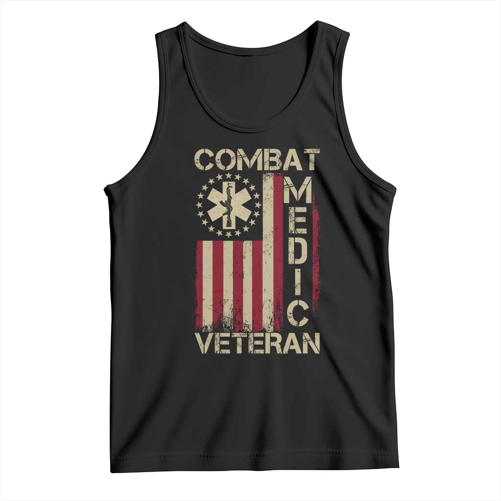 Combat Medic Veteran Tank Top Medical Military Vintage American Flag TS11 Black Print Your Wear