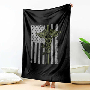 Combat Medic Soldier Throw Blanket Caduceus Vintage American Flag TS11 Print Your Wear