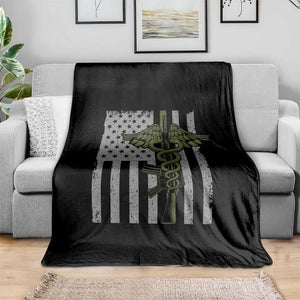 Combat Medic Soldier Throw Blanket Caduceus Vintage American Flag TS11 Print Your Wear