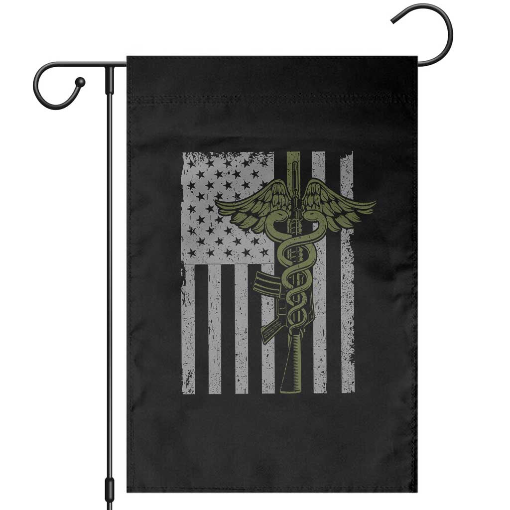 Combat Medic Soldier Garden Flag Caduceus Vintage American Flag TS11 Black Print Your Wear