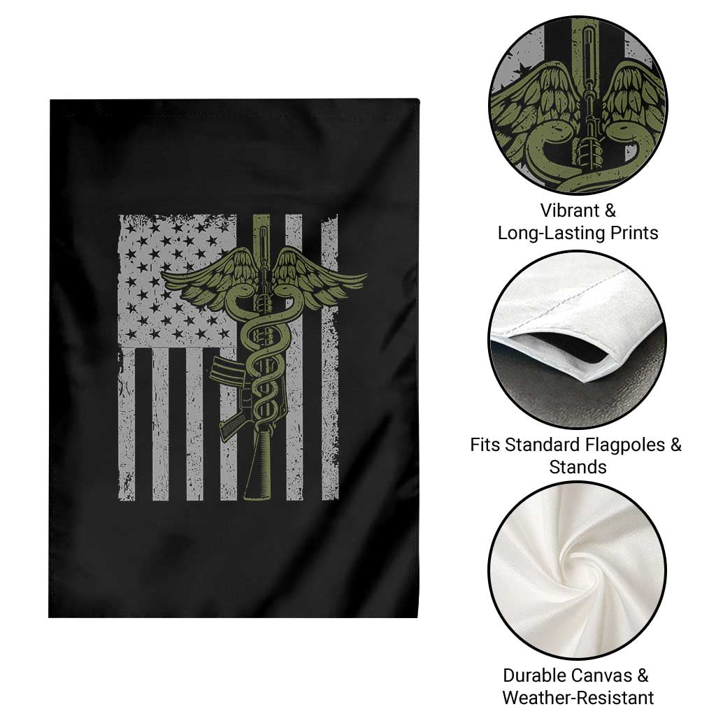 Combat Medic Soldier Garden Flag Caduceus Vintage American Flag TS11 Print Your Wear