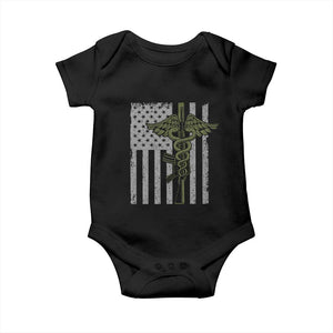 Combat Medic Soldier Baby Onesie Caduceus Vintage American Flag TS11 Black Print Your Wear
