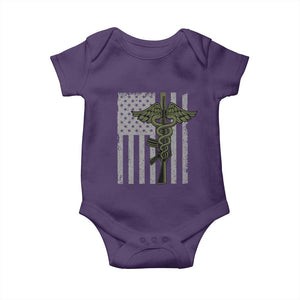 Combat Medic Soldier Baby Onesie Caduceus Vintage American Flag TS11 Purple Print Your Wear