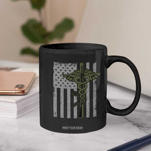 Combat Medic Soldier Coffee Mug Caduceus Vintage American Flag TS11 Print Your Wear