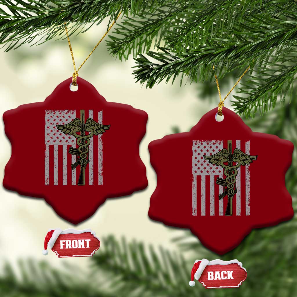Combat Medic Soldier Ceramic Ornament Caduceus Vintage American Flag TS11 Print Your Wear