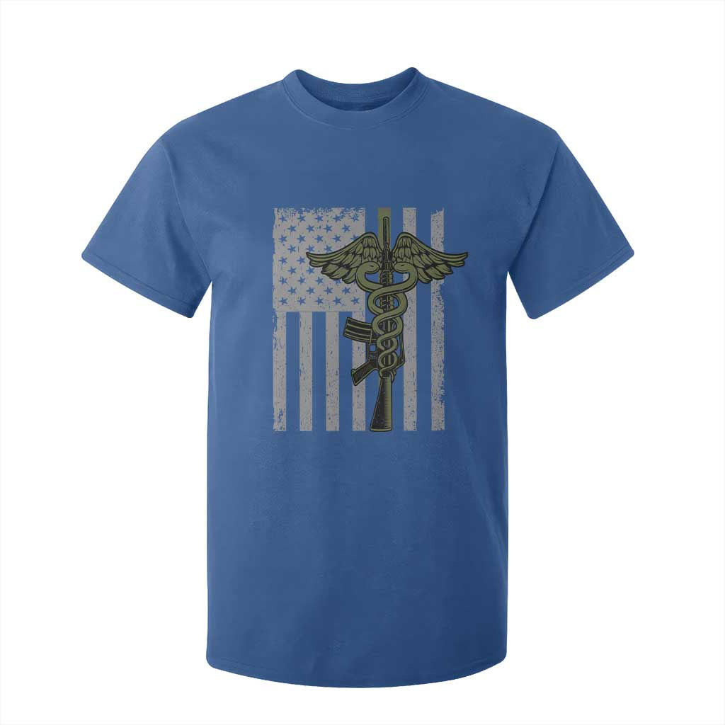 Combat Medic Soldier T Shirt For Kid Caduceus Vintage American Flag TS11 Royal Blue Print Your Wear