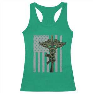 Combat Medic Soldier Racerback Tank Top Caduceus Vintage American Flag TS11 Irish Green Print Your Wear