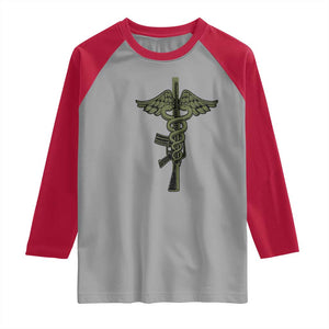 Combat Medic Soldier Raglan Shirt Caduceus Vintage American Flag TS11 Sport Gray Red Print Your Wear