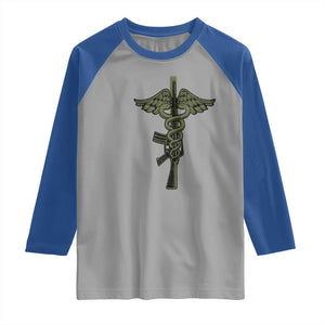 Combat Medic Soldier Raglan Shirt Caduceus Vintage American Flag TS11 Sport Gray Royal Print Your Wear
