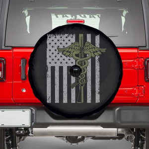Combat Medic Soldier Spare Tire Cover Caduceus Vintage American Flag TS11 Black Print Your Wear