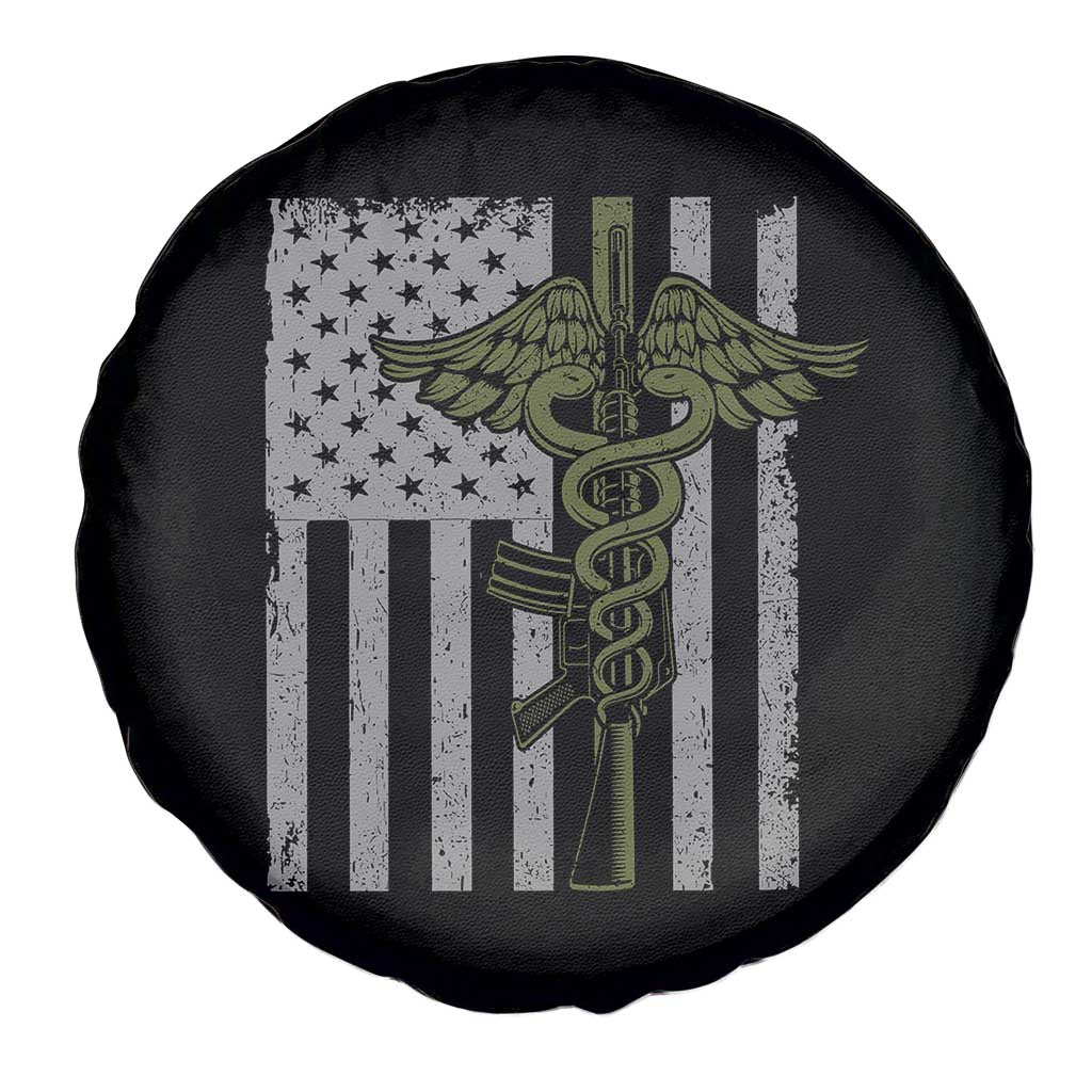Combat Medic Soldier Spare Tire Cover Caduceus Vintage American Flag TS11 Print Your Wear