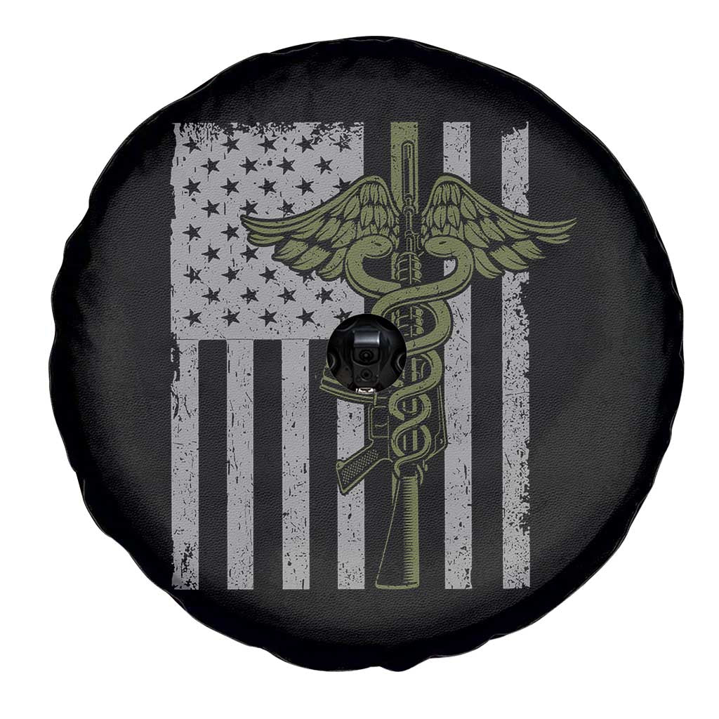 Combat Medic Soldier Spare Tire Cover Caduceus Vintage American Flag TS11 Print Your Wear