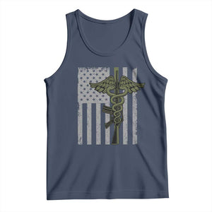 Combat Medic Soldier Tank Top Caduceus Vintage American Flag TS11 Navy Print Your Wear