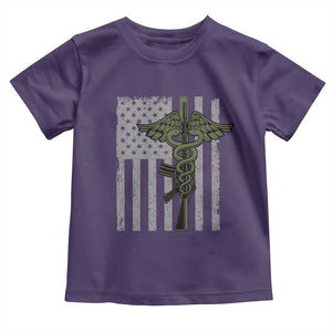 Combat Medic Soldier Toddler T Shirt Caduceus Vintage American Flag TS11 Purple Print Your Wear