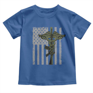 Combat Medic Soldier Toddler T Shirt Caduceus Vintage American Flag TS11 Royal Blue Print Your Wear