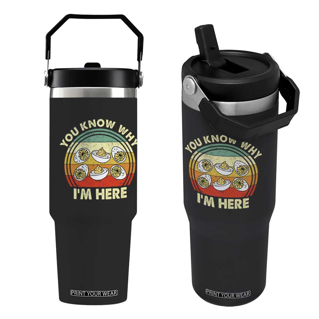 Funny Thanksgiving Deviled Eggs Flip Straw Tumbler You Know Why I Am Here Easter Day TS11 One Size: 30 oz Black Print Your Wear