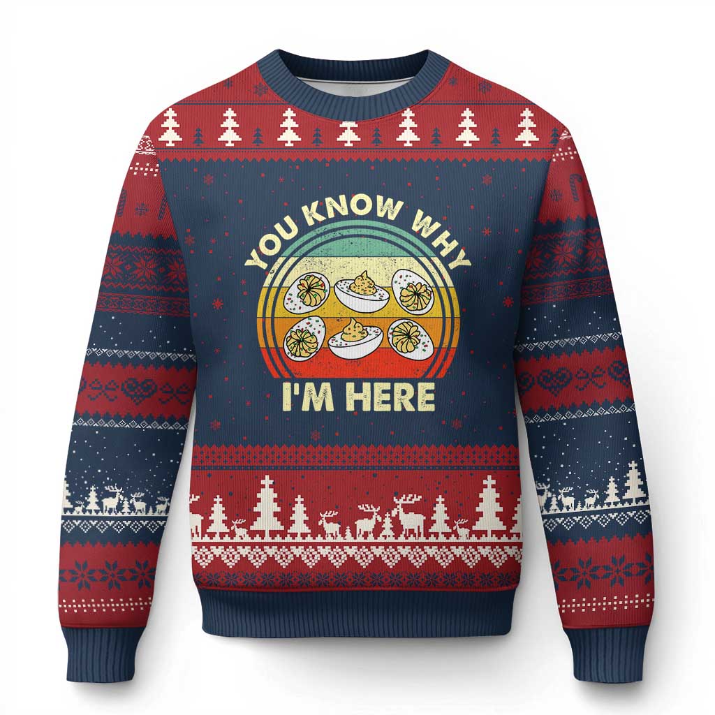 Funny Thanksgiving Deviled Eggs Ugly Christmas Sweater You Know Why I Am Here Easter Day TS11 Navy Red Print Your Wear