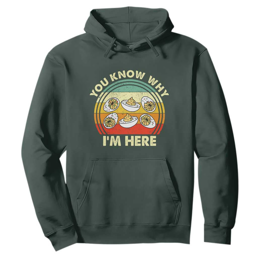 Funny Thanksgiving Deviled Eggs Hoodie You Know Why I Am Here Easter Day TS11 Dark Forest Green Print Your Wear