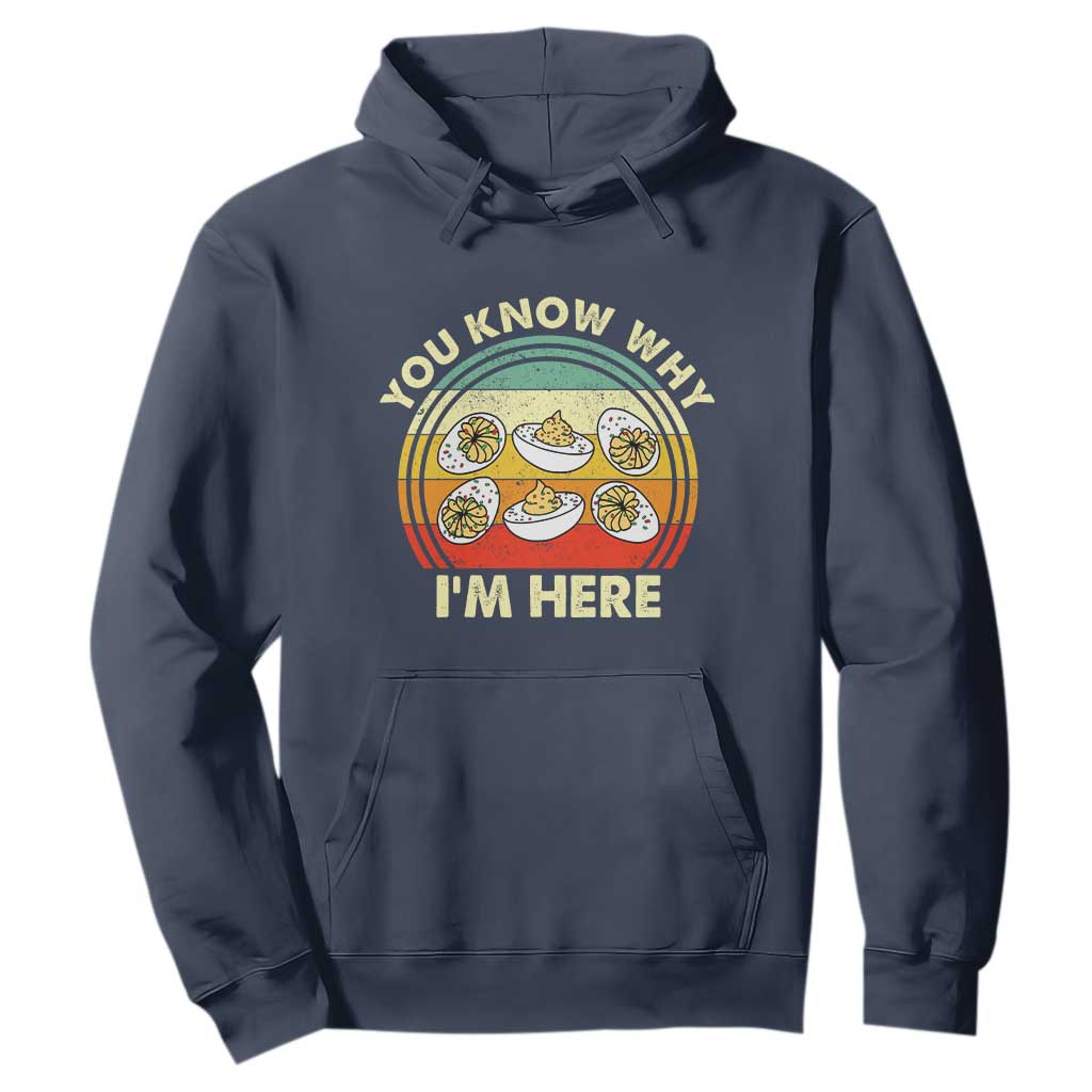 Funny Thanksgiving Deviled Eggs Hoodie You Know Why I Am Here Easter Day TS11 Navy Print Your Wear