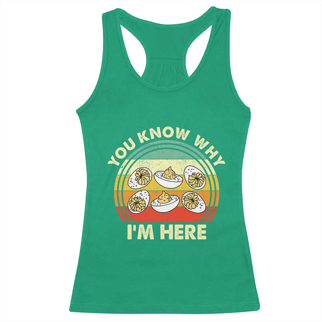 Funny Thanksgiving Deviled Eggs Racerback Tank Top You Know Why I Am Here Easter Day TS11 Irish Green Print Your Wear