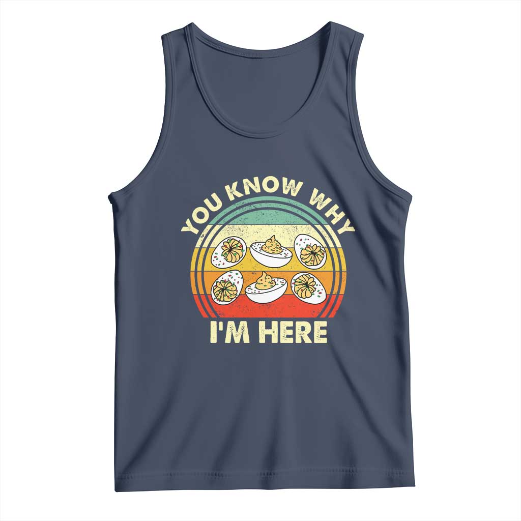 Funny Thanksgiving Deviled Eggs Tank Top You Know Why I Am Here Easter Day TS11 Navy Print Your Wear