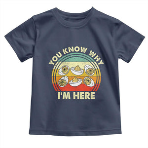 Funny Thanksgiving Deviled Eggs Toddler T Shirt You Know Why I Am Here Easter Day TS11 Navy Print Your Wear