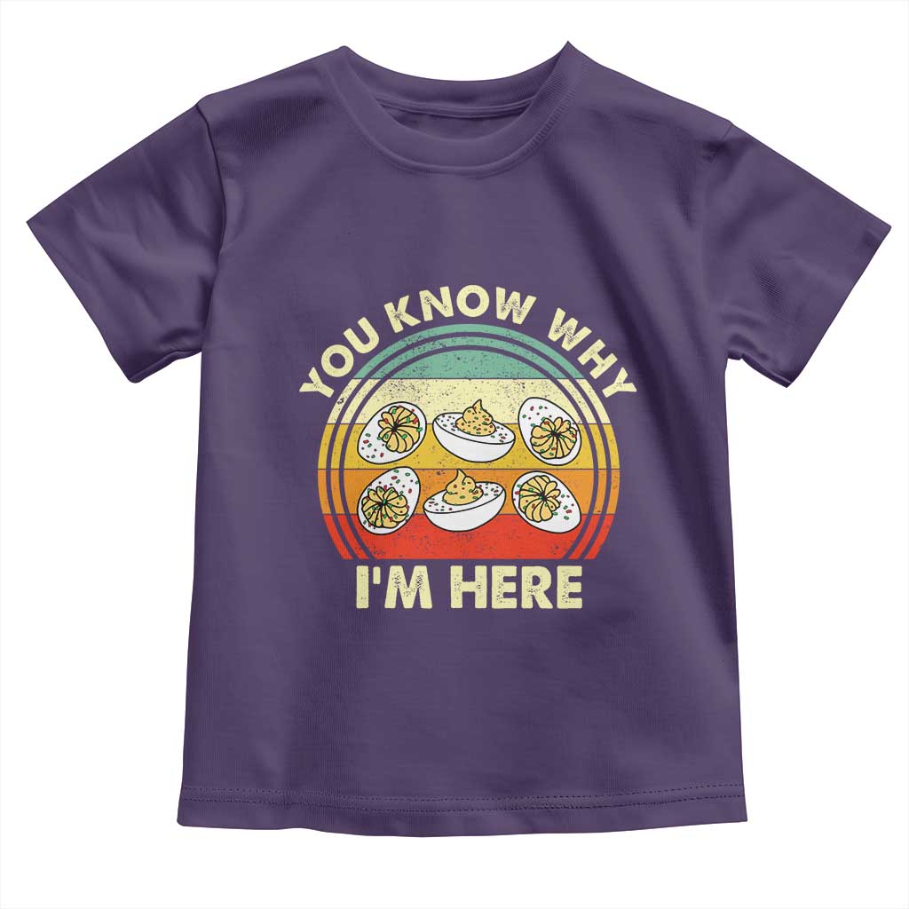 Funny Thanksgiving Deviled Eggs Toddler T Shirt You Know Why I Am Here Easter Day TS11 Purple Print Your Wear