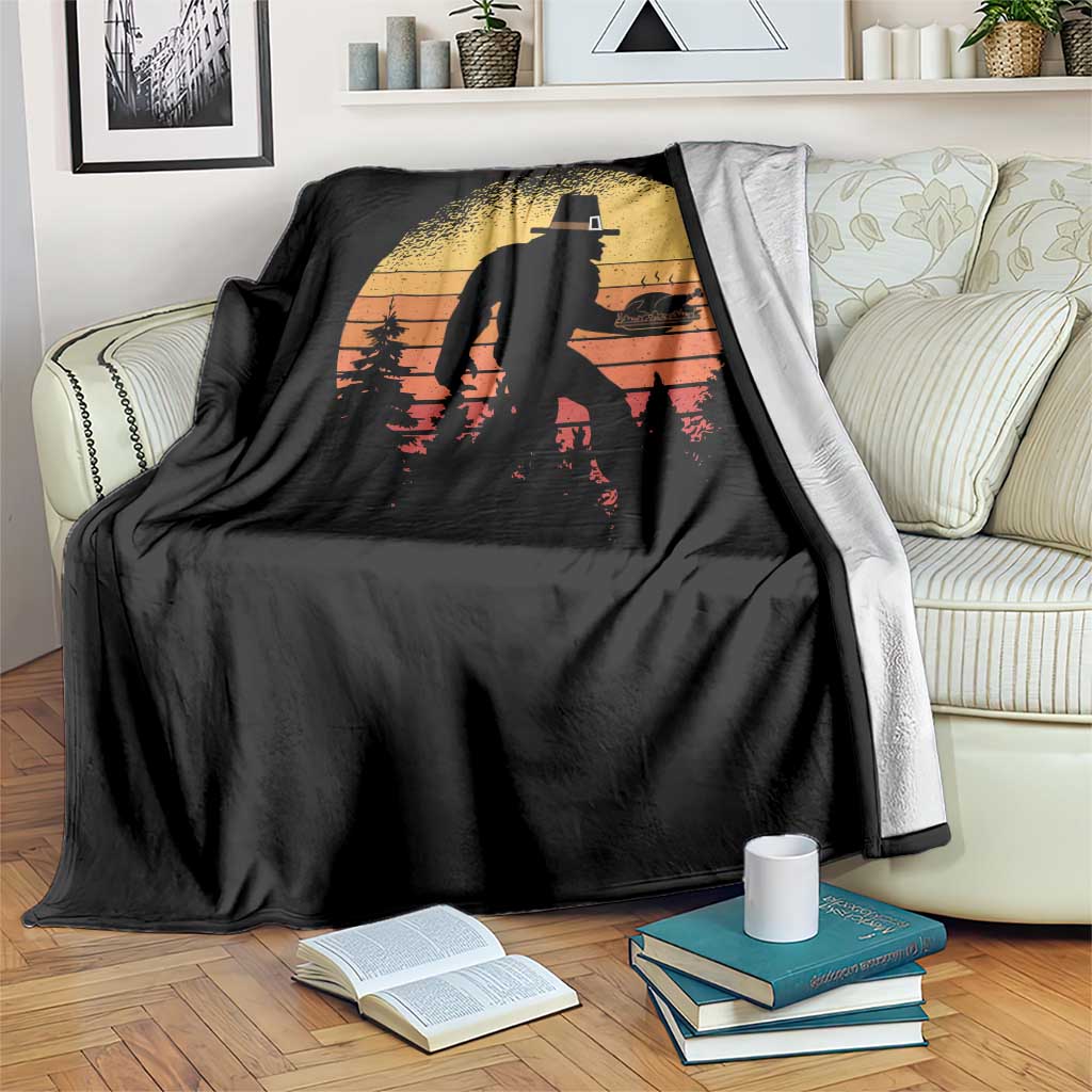 Bigfoot Pilgrim Turkey Pumpkin Thanksgiving Day Throw Blanket TS11 Print Your Wear