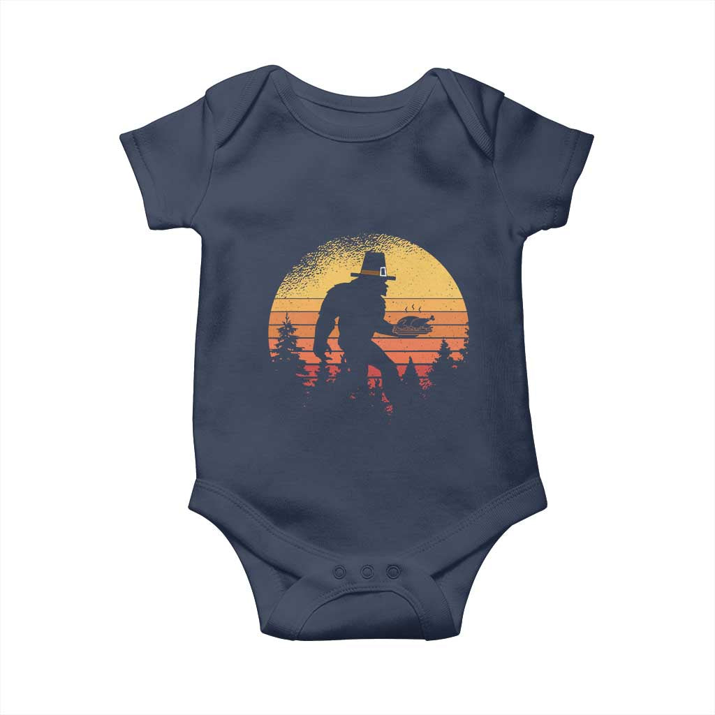 Bigfoot Pilgrim Turkey Pumpkin Thanksgiving Day Baby Onesie TS11 Navy Print Your Wear