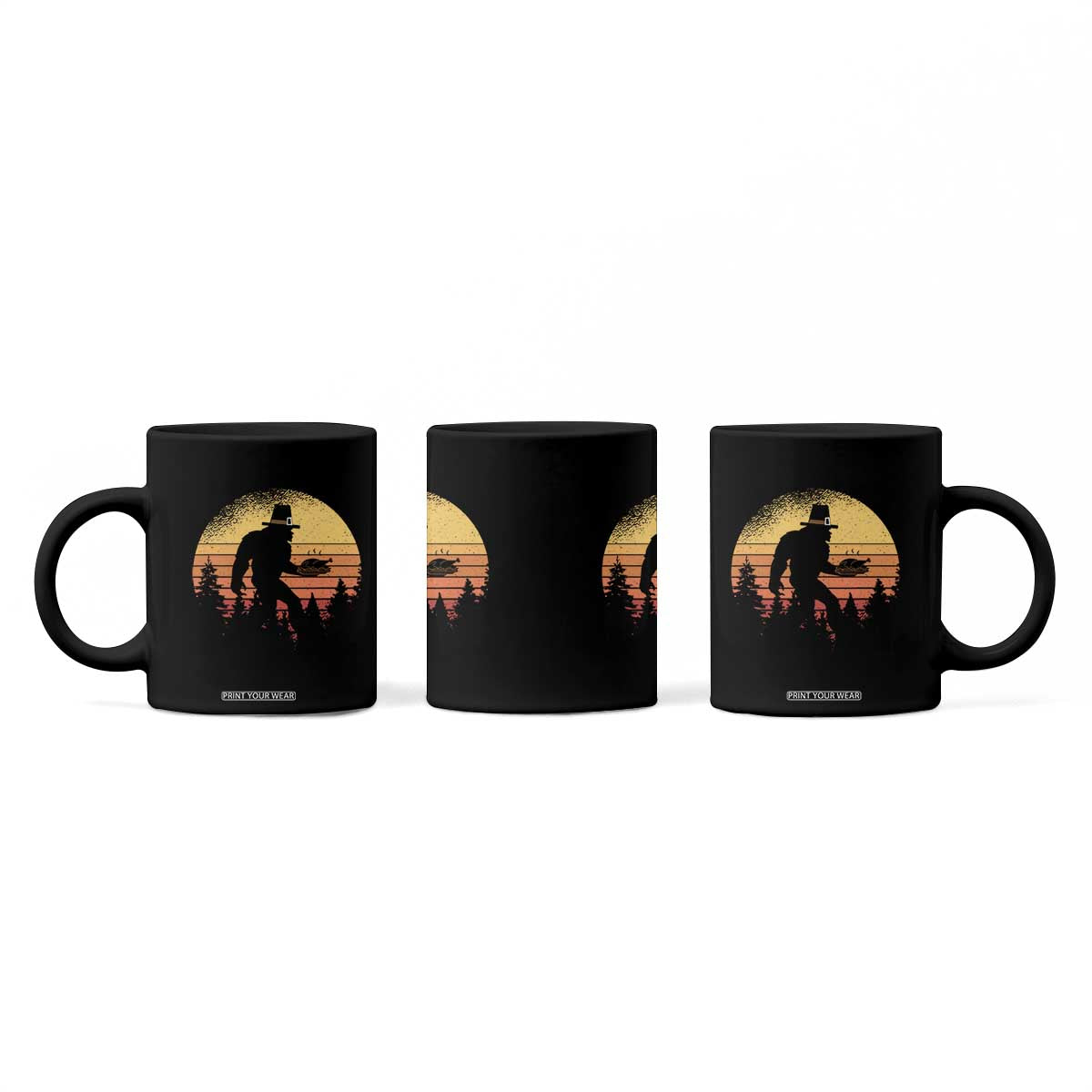 Bigfoot Pilgrim Turkey Pumpkin Thanksgiving Day Coffee Mug TS11 Print Your Wear