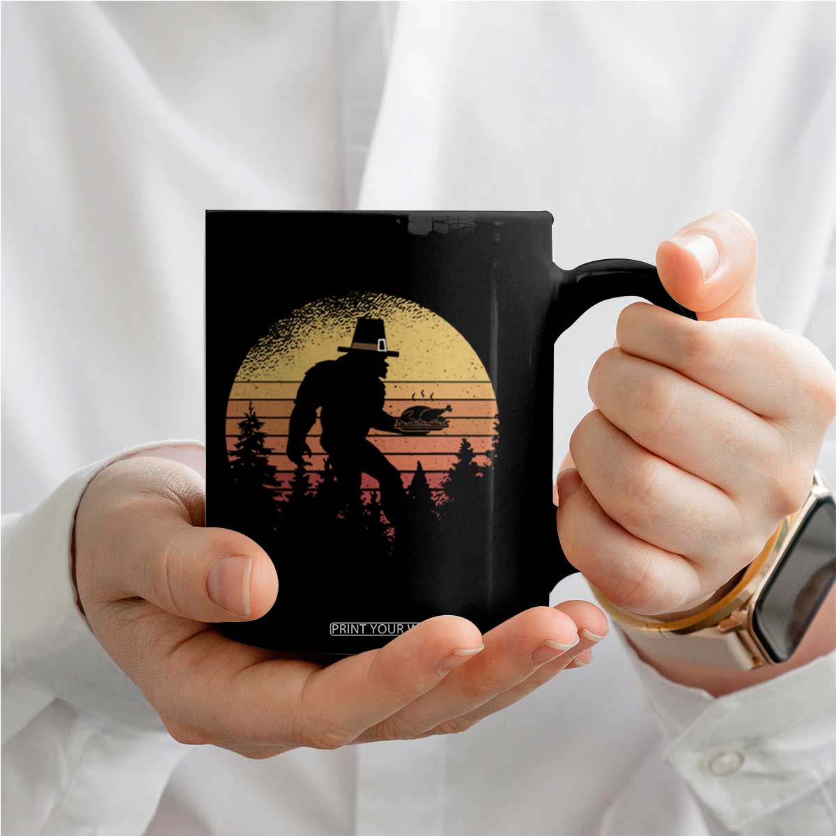 Bigfoot Pilgrim Turkey Pumpkin Thanksgiving Day Coffee Mug TS11 Print Your Wear