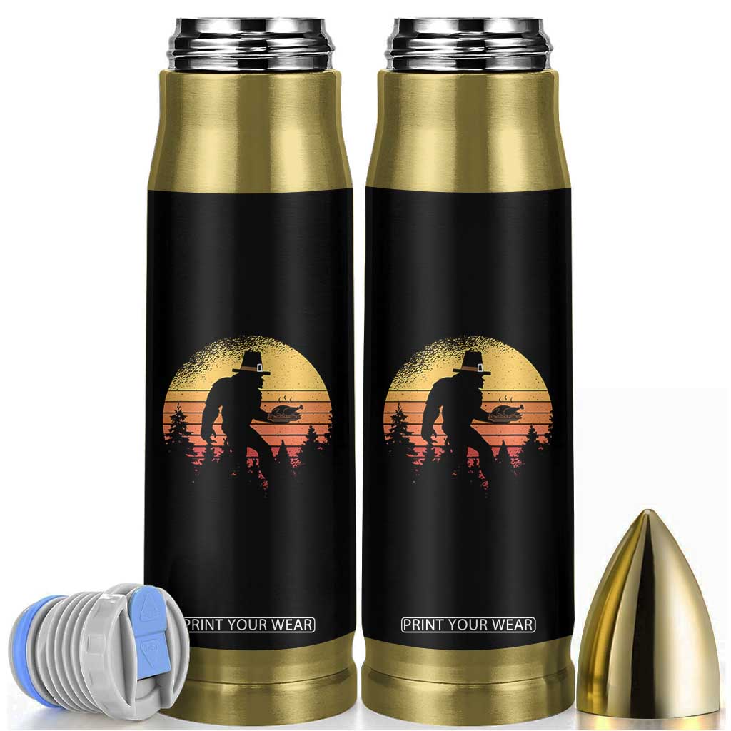 Bigfoot Pilgrim Turkey Pumpkin Thanksgiving Day Bullet Tumbler TS11 Black Print Your Wear