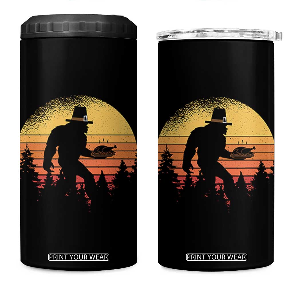 Bigfoot Pilgrim Turkey Pumpkin Thanksgiving Day 4 in 1 Can Cooler Tumbler TS11 One Size: 16 oz Black Print Your Wear